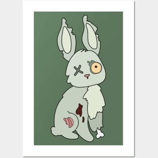 Zombie Rabbit Cartoon // Funny Halloween Zombie Posters and Art